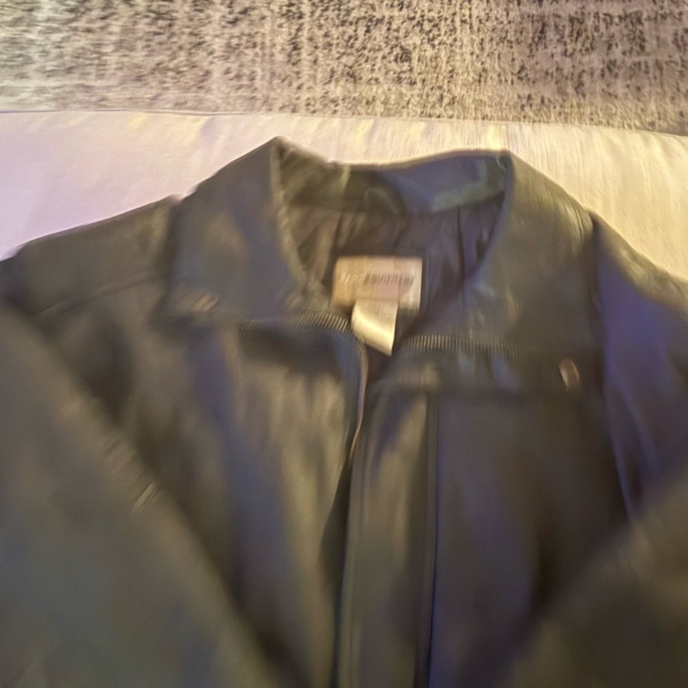 Basic Equipment Black Leather Jacket With Gold Zi… - image 3